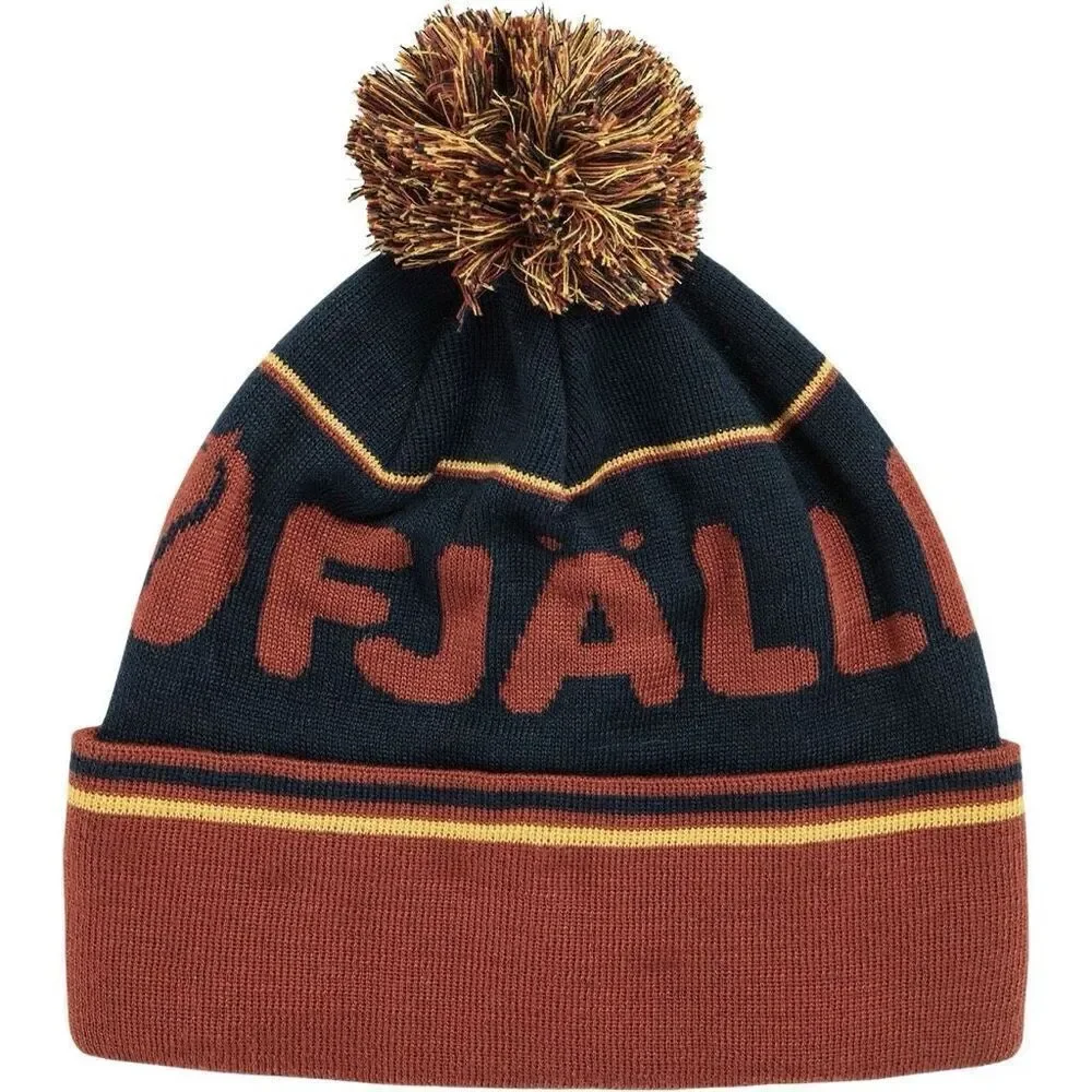 Fjällräven Pom Hat Autumn Leaf Dark Navy Beanie NWT Unisex Eco Knit Outdoor